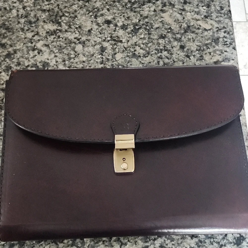 Bally Made In Italy Mens Brown Leather Executive Portfolio Briefcase Vintage